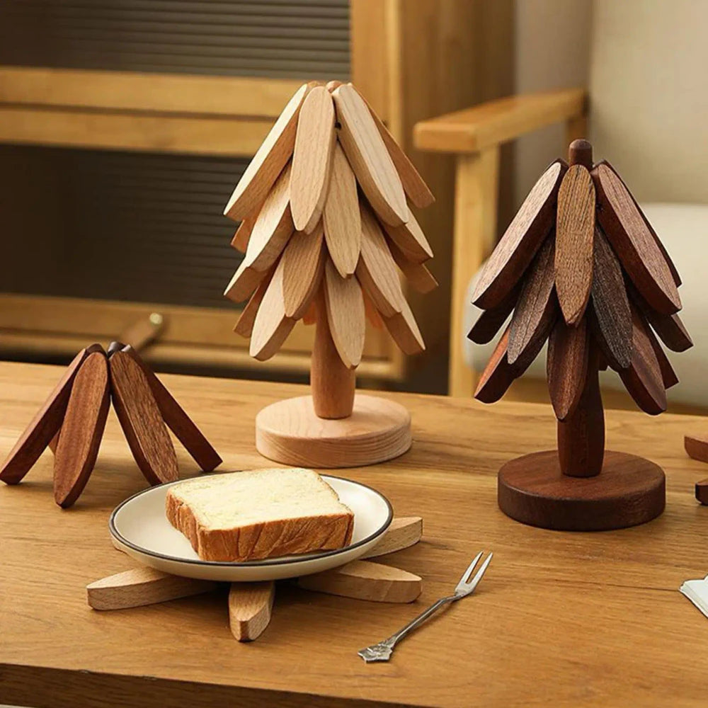 Amsterhome™ Boomvormige Houten Onderzetters | 1 set = 3x
