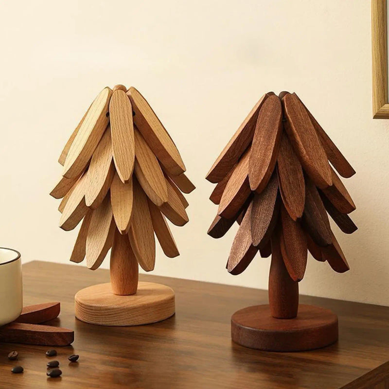 Amsterhome™ Boomvormige Houten Onderzetters | 1 set = 3x