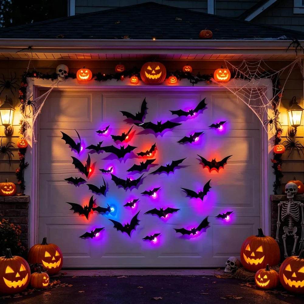 Verlichte Halloween Muurstickers Vleermuizen