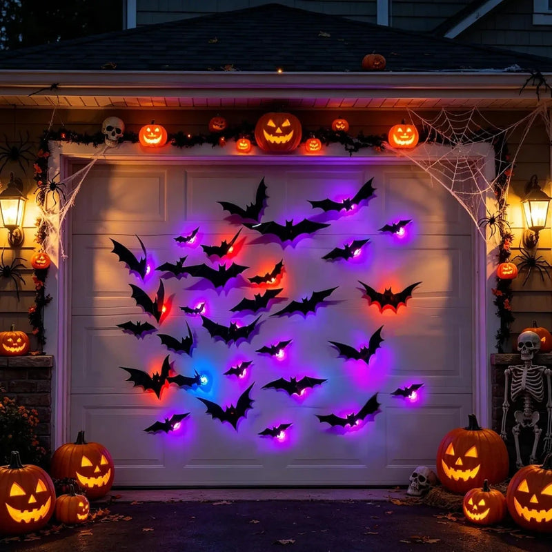 Verlichte Halloween Muurstickers Vleermuizen
