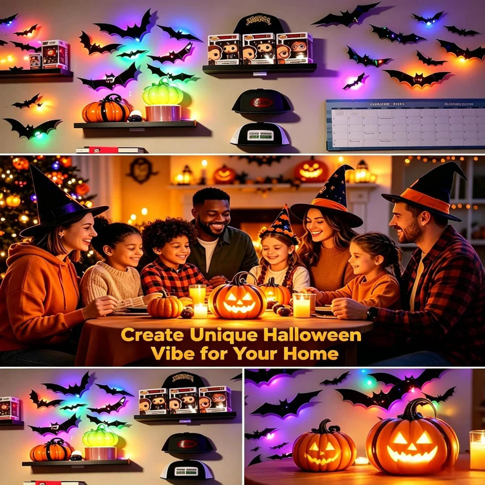 Verlichte Halloween Muurstickers Vleermuizen