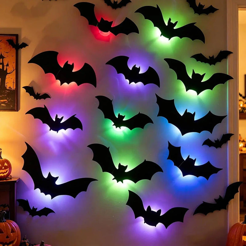 Verlichte Halloween Muurstickers Vleermuizen