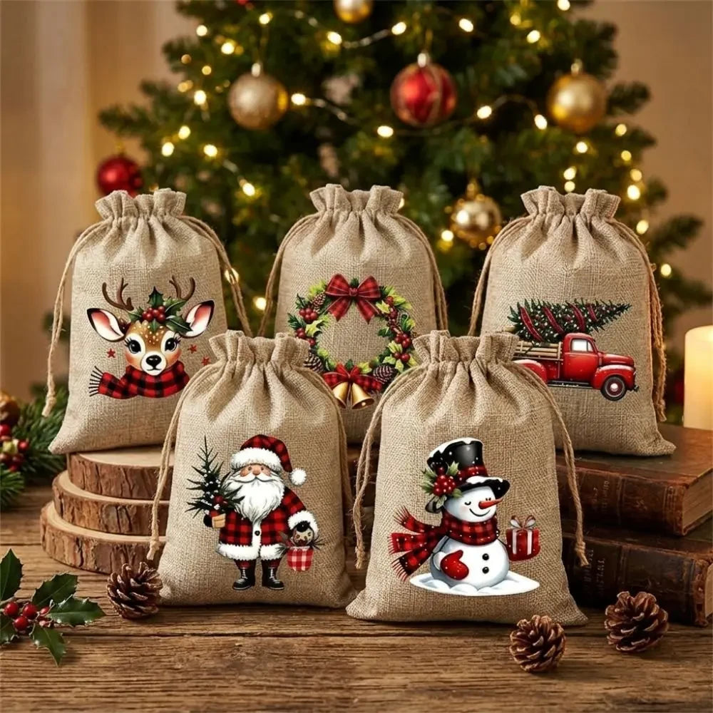 Linnen Kerstcadeau Zakjes