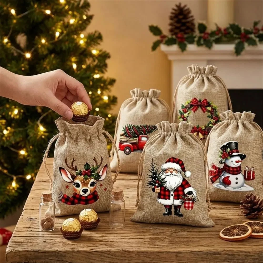 Linnen Kerstcadeau Zakjes