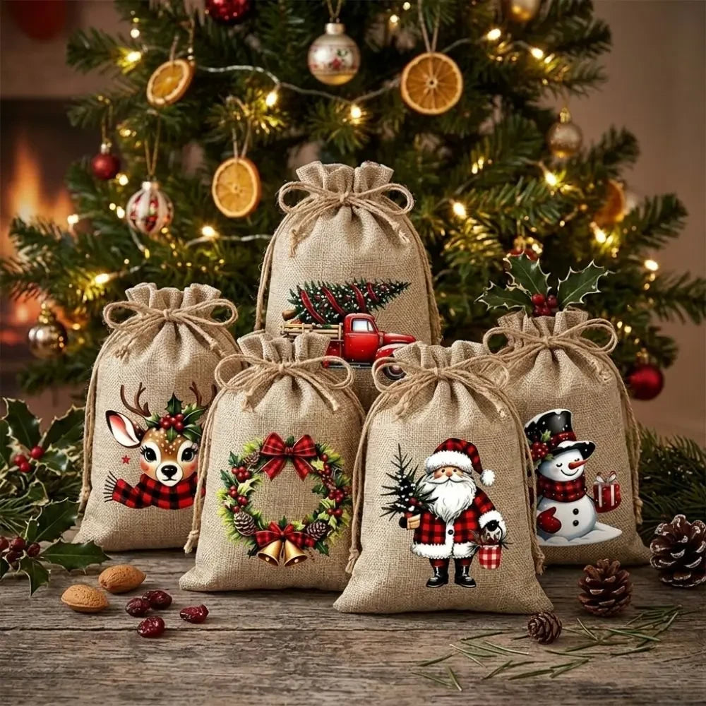 Linnen Kerstcadeau Zakjes