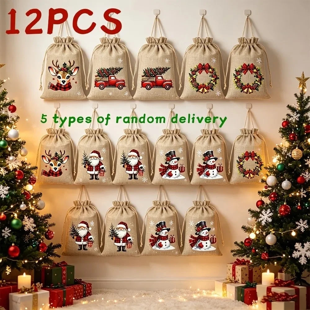 Linnen Kerstcadeau Zakjes