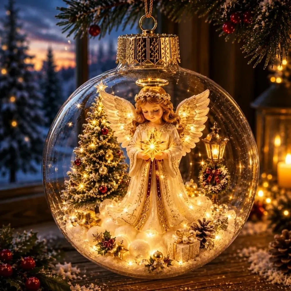 Verlichte Kerstballen Voor in Kerstboom