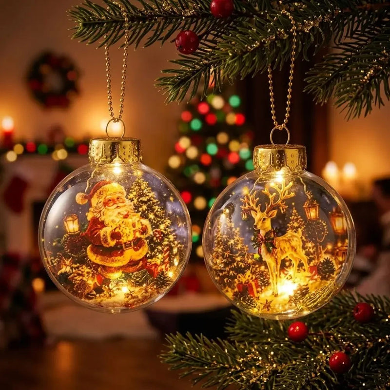 Verlichte Kerstballen Voor in Kerstboom