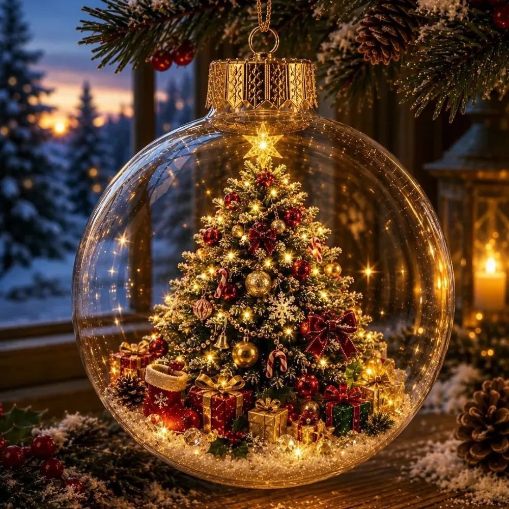 Verlichte Kerstballen Voor in Kerstboom