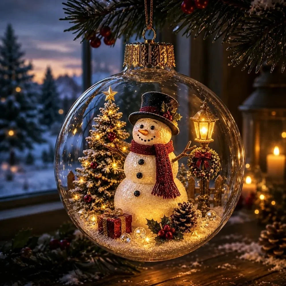 Verlichte Kerstballen Voor in Kerstboom
