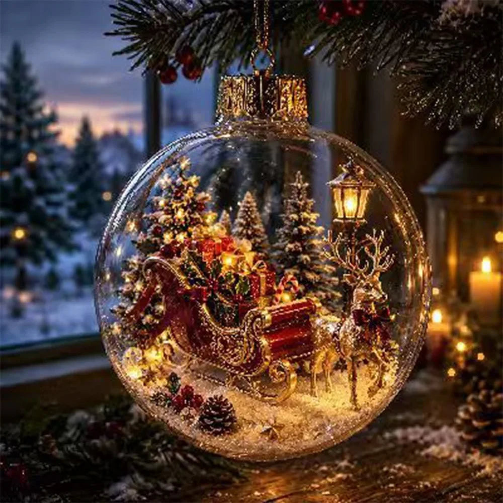 Verlichte Kerstballen Voor in Kerstboom