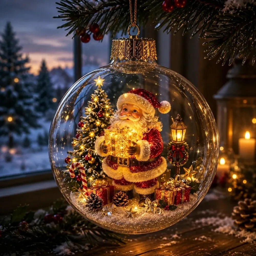 Verlichte Kerstballen Voor in Kerstboom