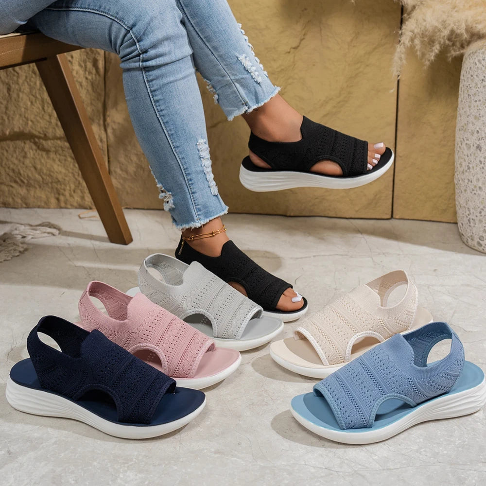 Elastische Comfortabele Sleehak Sandaal
