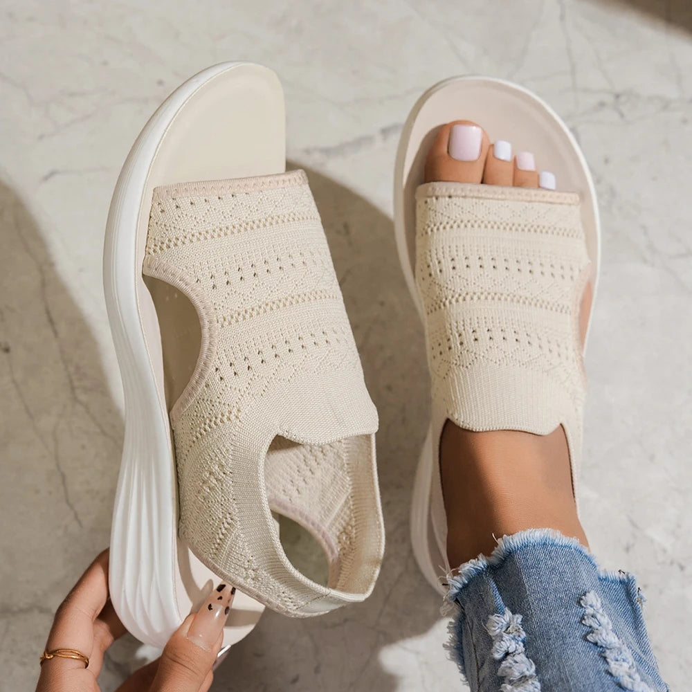 Elastische Comfortabele Sleehak Sandaal