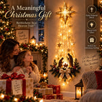 Verlichte Kerstster met Kerststal - Wanddecoratie